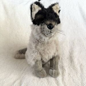 Fiesta Sitting Wolf Husky Plush 13” Realistic Gray Brown Dog Stuffed Animal
